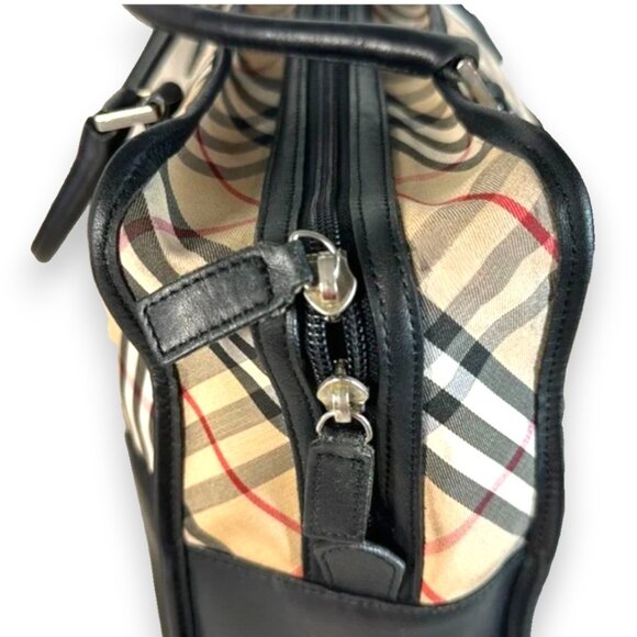 Burberry Vintage Blue Label Nova Check Boston Handbag Satchel with COA - Picture 7 of 16